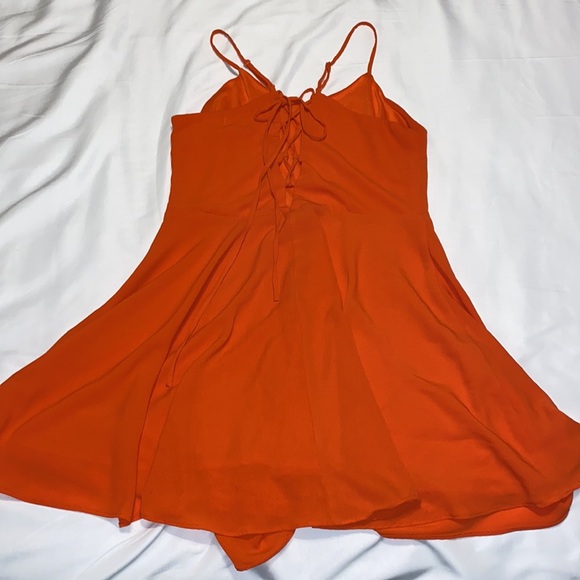 Coral/orange mini dress. Size medium-large. - Picture 2 of 12